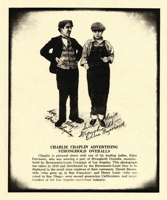 Charlie Chaplin advertising Stronghold overalls, 1916